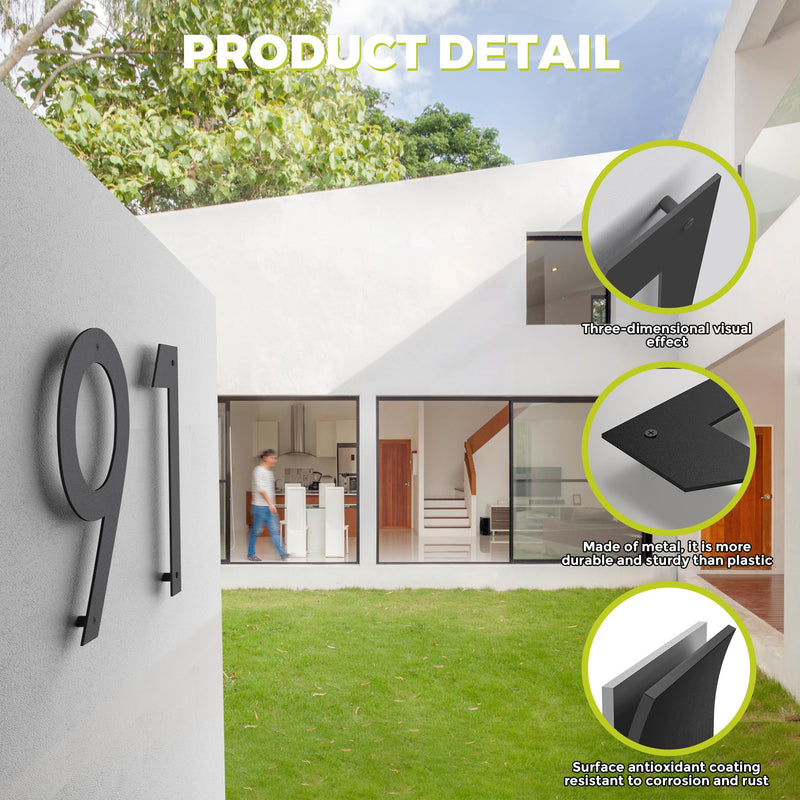 16 Inch Large House Numbers for Outside, Big Black Matte Metal Door Number 1, Oversized Address Numbers, Modern, Digital Signage for Houses, Apartments, Hotels, Factories (One) One