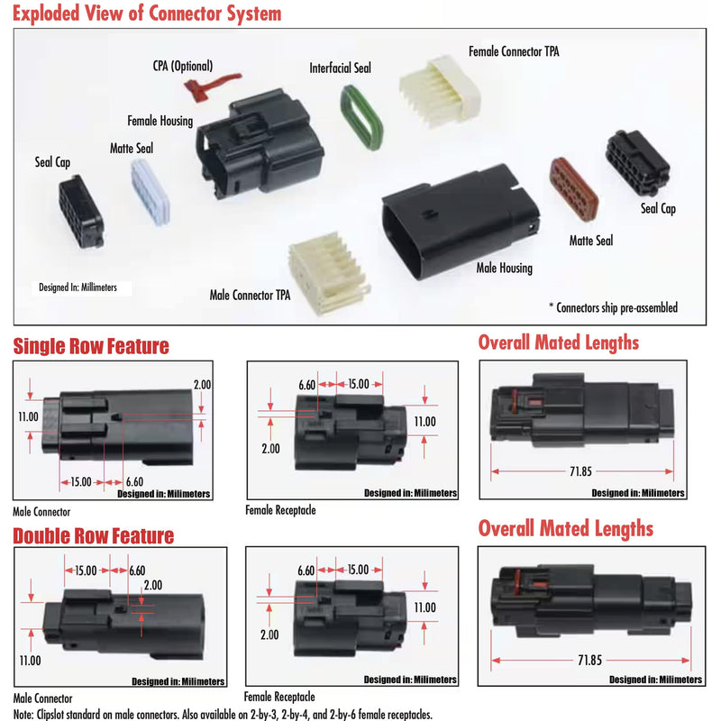 12-PIN MX150 Black Sealed 22.0A Male n Female Harley Waterproof, Sealed Kit, MX150 w/CPA 12-Pin