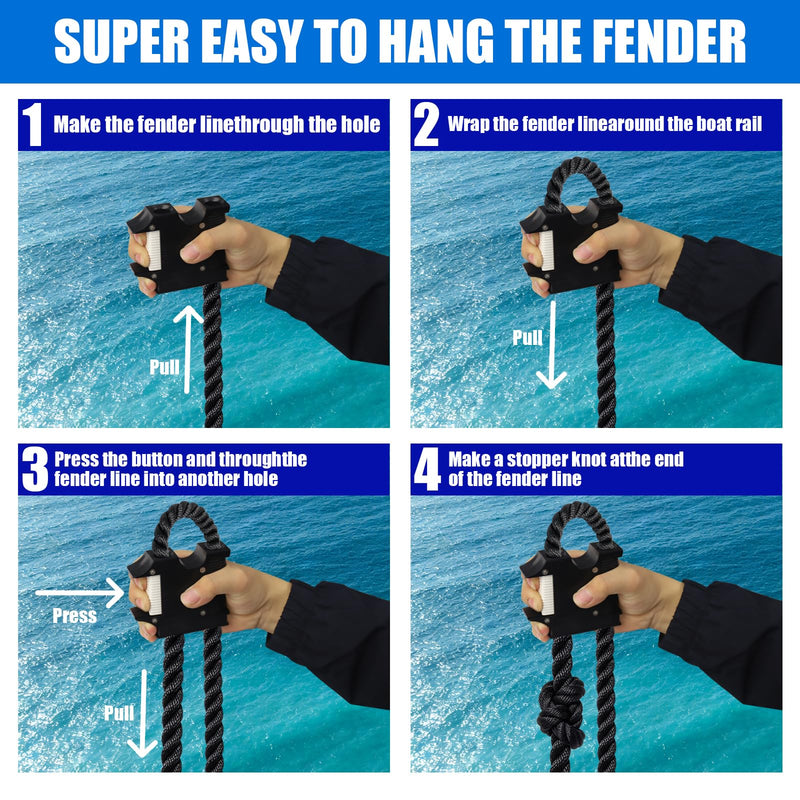 Boat Fender Hanger Boat Fender Clips Boat Bumper Adjuster Holder Hangers for Pontoon Boat Bass Boat Jon Boat Quick Connect and Release Fender Lines Black 2 pack