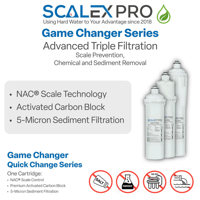 Game Changer 10in Water Filter Replacement – Prevents Limescale, Removes Chlorine & Odors – Fits Most Industry Standard QC Heads – SXP-10GCR – 4000 Gal Capacity