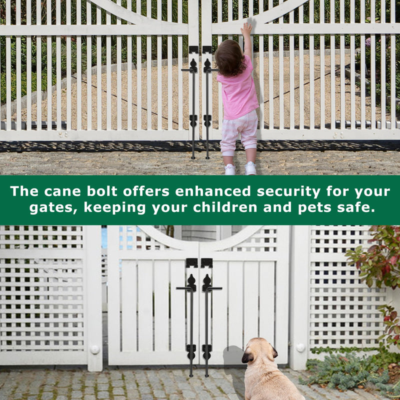36" Heavy Duty Cane Bolt Gate Drop Rod for Vinyl Gate Latch, Cane Bolts for Gates for Wood PVC Vinyl Metal Fences Gates-1 Pack 36 Inch-1 Pack