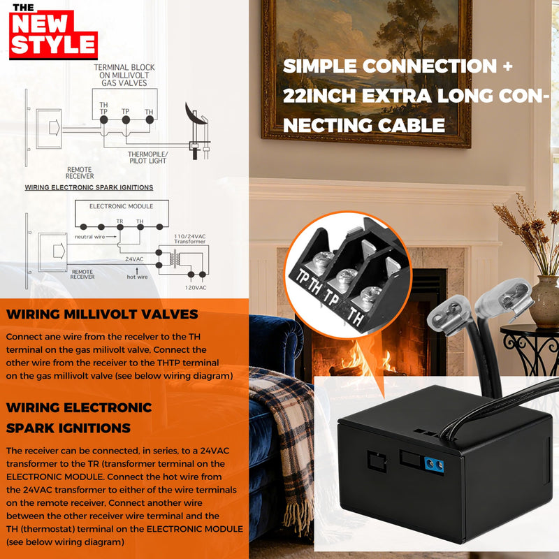The Remote Control ON/Off and Thermostatic Kit for Gas Fireplace,for Ambient Majestic Vermont-castings skytech monessen etc,Millivolt Gas Valve Fireplaces and Stoves