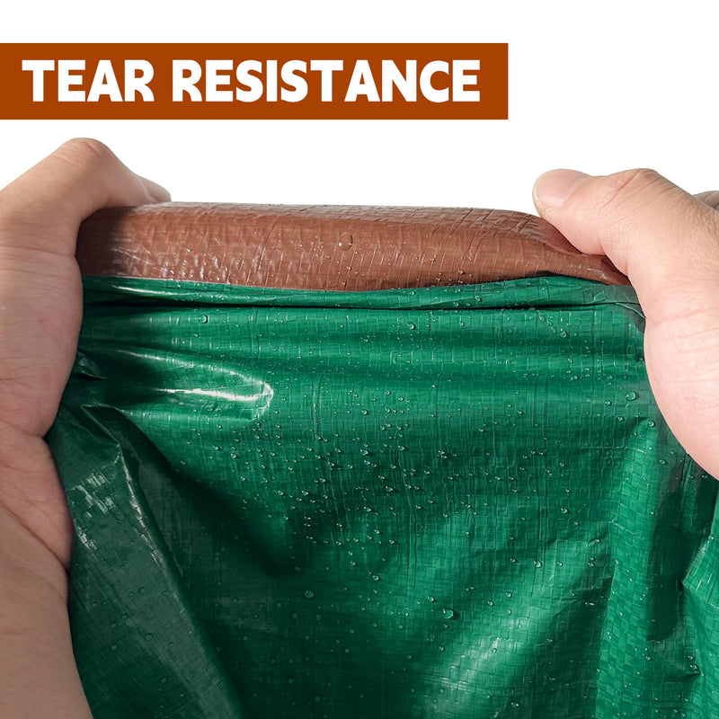 Tarp 5x7 ft 100% Waterproof 7mil Durable Grommets and Reinforced Edges,Uv Resistant,Green/Brown Tarp,Emergency Rain Shelter,Outdoor Cover and Camping Use -by MVPNET