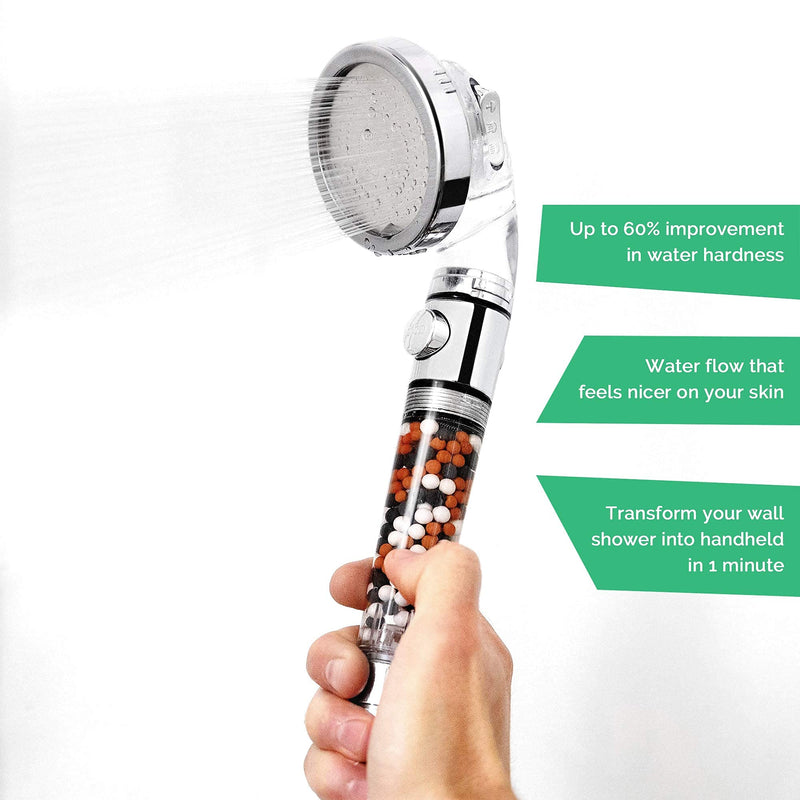 Original StoneStream EcoPower High Pressure Handhled Shower Head + Shower Filter + Wall Adapter Kit 6-in-1 Shower Head Kit