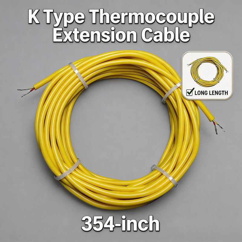 K Type Thermocouple Wire 10-Yard Yellow Flexible Silicone Thermocouple Wire | Temperature Range: -50°F to 2000°F