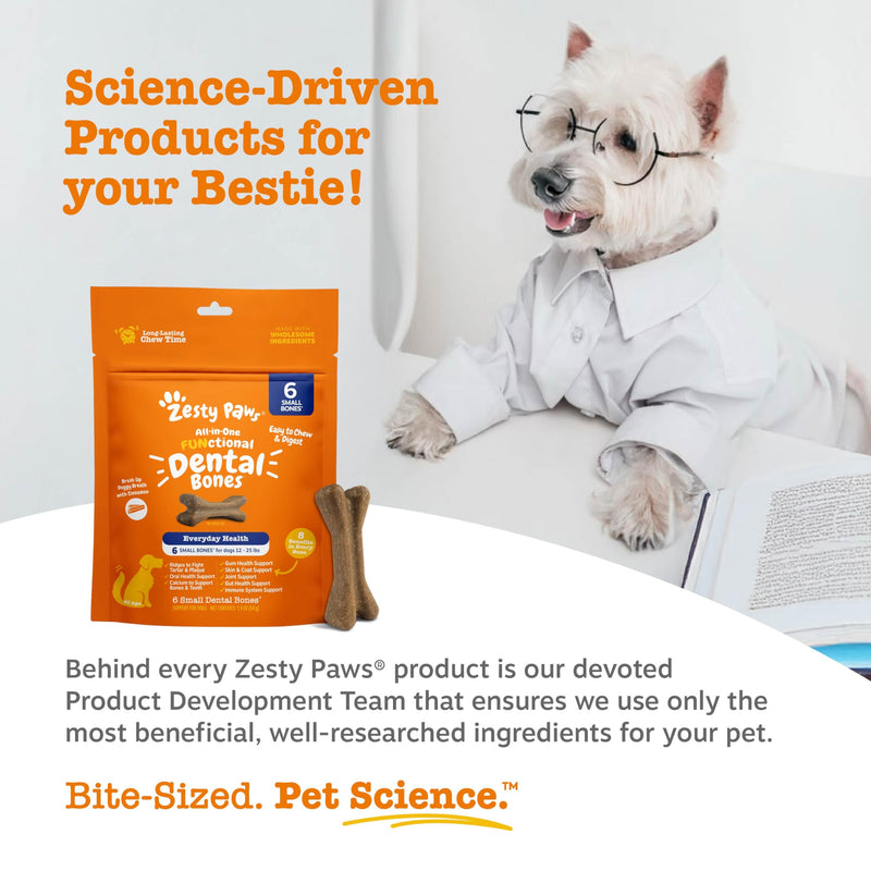 Zesty Paws All-in-One Functional Dental Bones, Small, 6ct