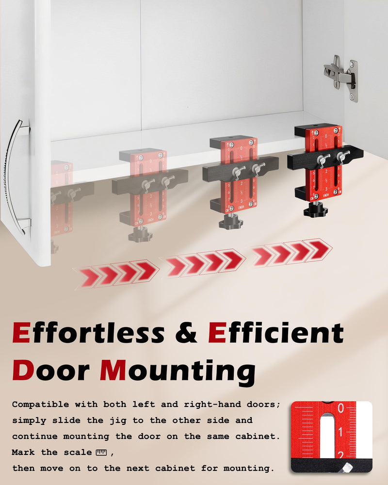 Cabinet Door Installation Positioner, Cabinet Door Mounting Jig for Easy Door Support and Alignment, Cabinet Installation Tool for Mount Hinges, Cabinet Hardware Hinge Jig Clamping Up to 2 3/8" 1 Pack