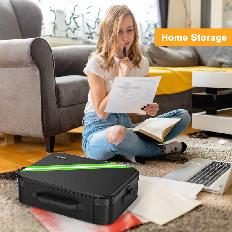 Noiposi Document Organizer with 5200℉ Heat Insulated,Waterproof and Fireproof Document Box with Lock, Home Travel Strong Fireproof Safe Storage Box for Letter Size Important Documents and File Black 5200℉ Medium