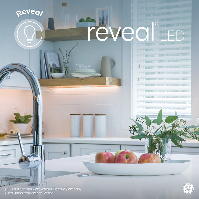 GE Reveal HD+ LED Light Bulbs, 60 Watt, T10 Decorative Tube Lights (8 Pack)