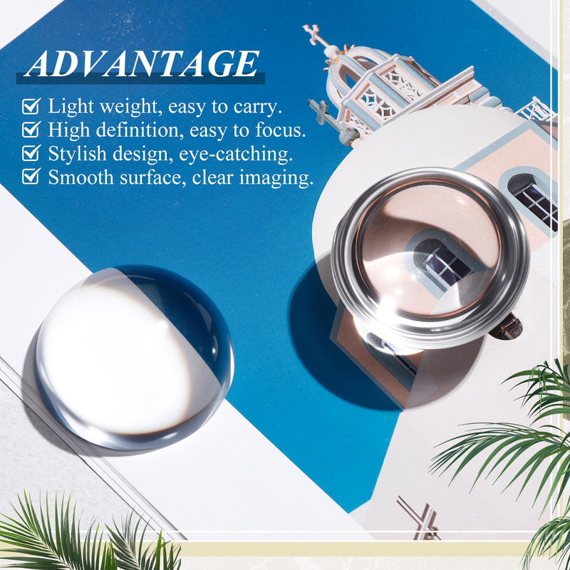 12 Pcs Crystal Dome Magnifier Paperweights Glass Paperweight Reading Magnifying Glass Clear Optical Half Ball Lens for Office Desk Home Gift (1.97 Inch) 1.97 Inch 12