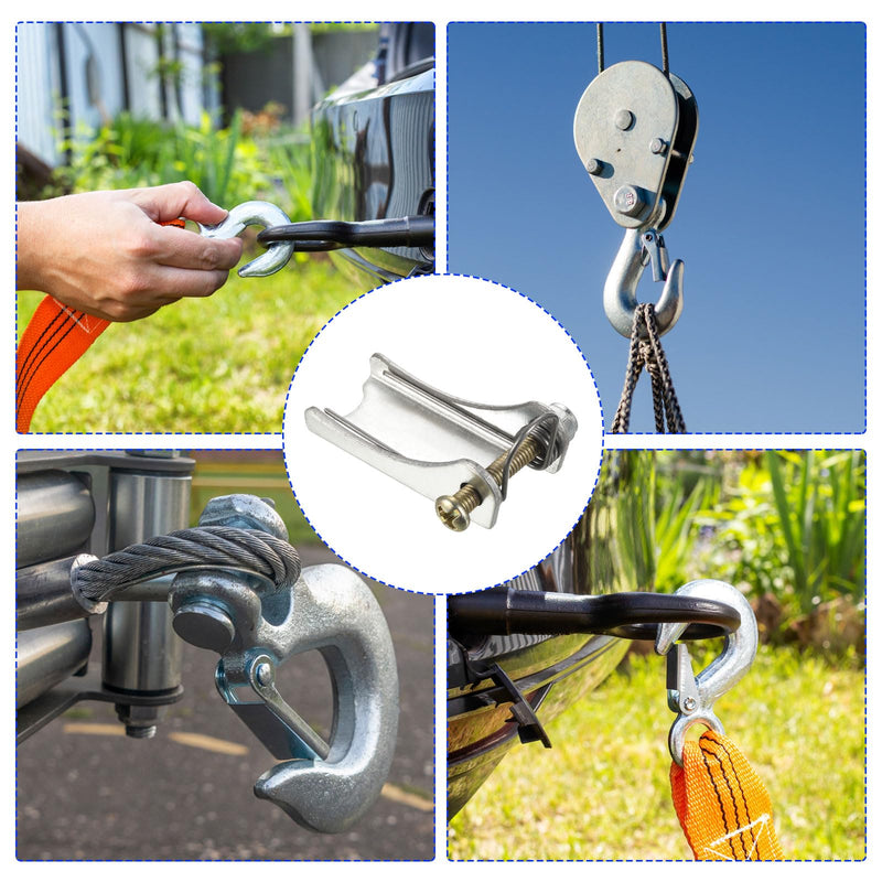 2 Pack Hook Safety Latch Kit - Clevis Slip Hook Receiver Hitch Replacement Apply to Towing Lifting Hook Trailer/Crane (1.6" Long, Silver) 2