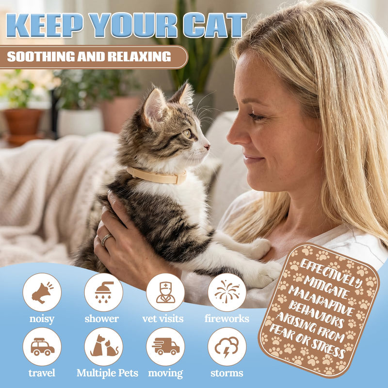 Tudomro 4 Pack Pheromone Calming Collar for Cats, Adjustable Breakaway Cat Anxiety Relief Collar, Natural Pheromone Stress Reduction, Water Resistant for Indoor Use, Moving & Travel