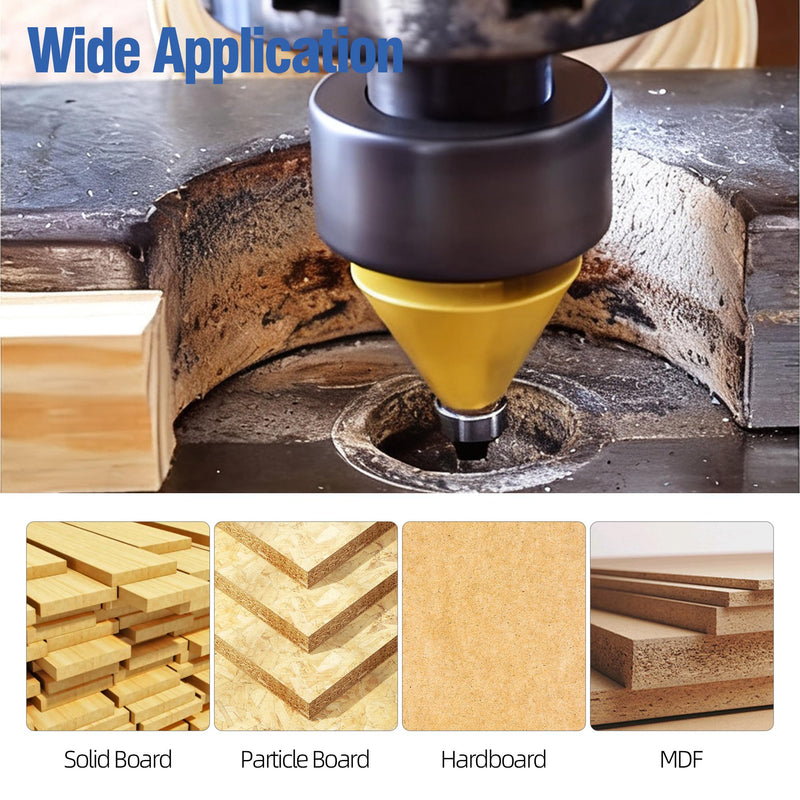 HUHAO 3Pcs Chamfer Router Bit Set 1/2 Inch Shank Bevel Router Bits 15, 22.5, 30 Degree 3pc