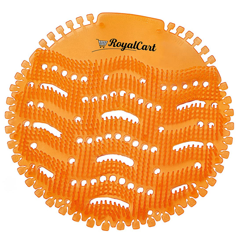 RoyalCart Urinal Screen Deodorizer Freshener (10 Pack), Urinal Wave Screens Mat Guard Anti - Splash, Fresh Scent (Orange Citrus) Fragrance, Supplies Fit for Office School Restaurant Toilets, and More