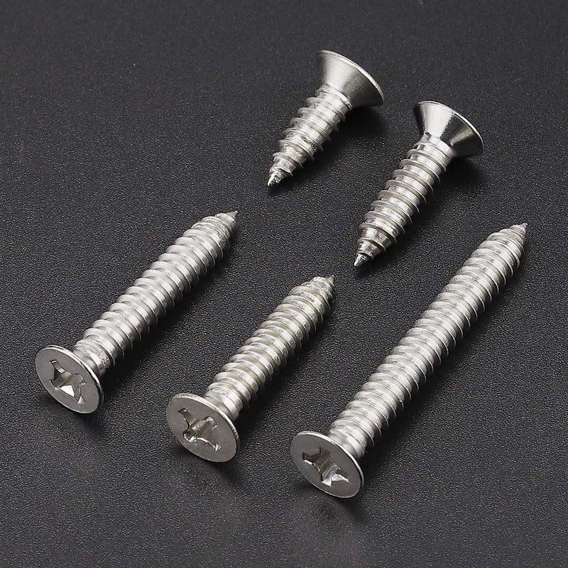 #10 x 2-1/2" (30 pcs) Stainless Flat Head Phillips Drive Sheet Metal Tek Screws, 304 (18-8) Stainless Steel Screw for Wood, Countersunk Head Wood Screw, Self Tapping Screws #10 x 2-1/2" 30
