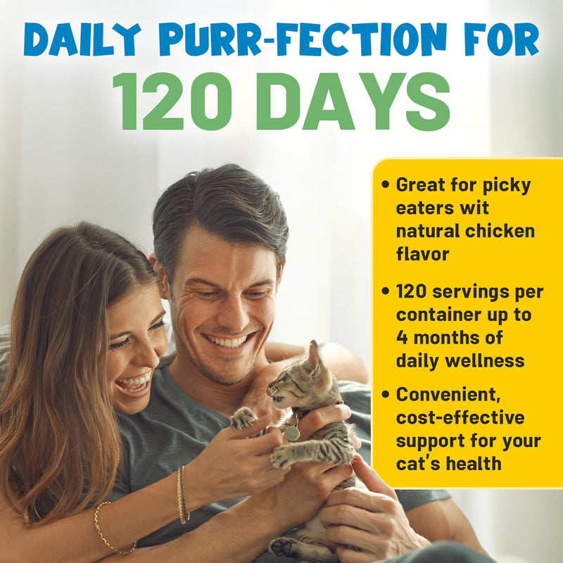 Guardian’s Choice Purrbiotics, Cat Probiotic Powder for Digestive & Immune Support, 5 Billion CFU with Prebiotics & Fiber, Shelf-Stable Probiotics for Cats, Chicken Flavor Cat Probiotics, 120 Servings