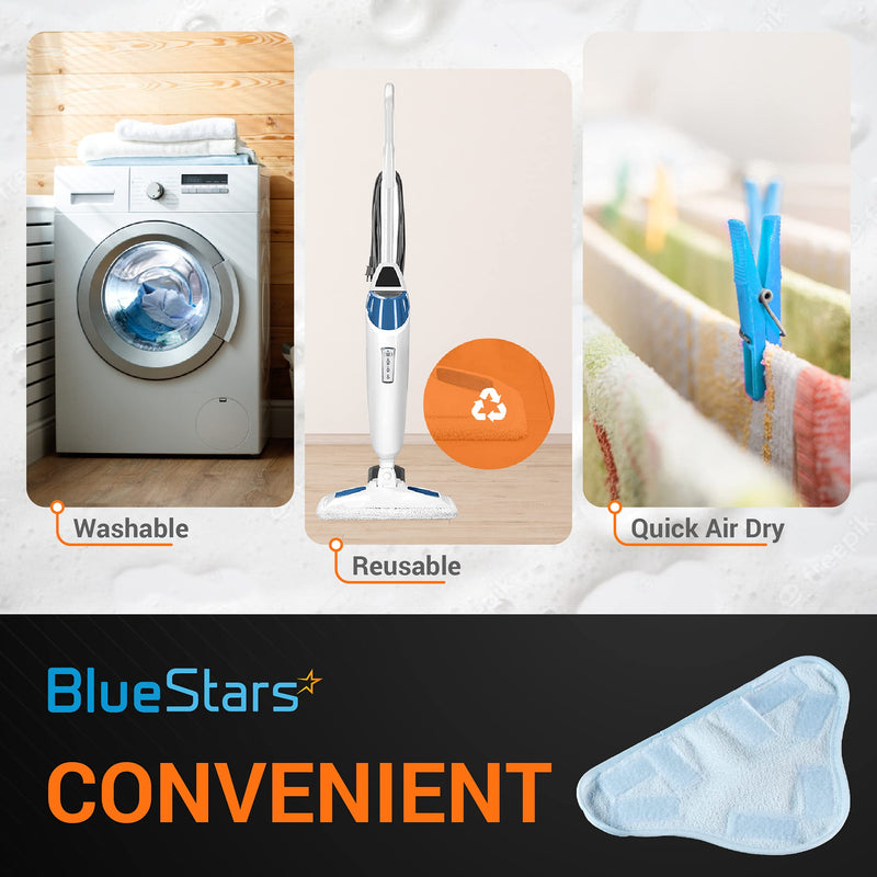 BlueStars 8-Pack H2OX5 Microfiber Steam Mop Pads Replacement for H2O H20 Steam Mop X5 – Washable & Reusable, Exact Fit for H2O X5 Models Pack of 8