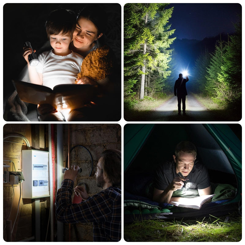2 Pack Rechargeable Flashlights High Lumens, 2000mAh Battery Powered Super Bright LED Flashlight, USB C Handheld Metal Pocket Flashlight Small EDC Tactical Flash Light for Home Camping Fishing Hiking 2