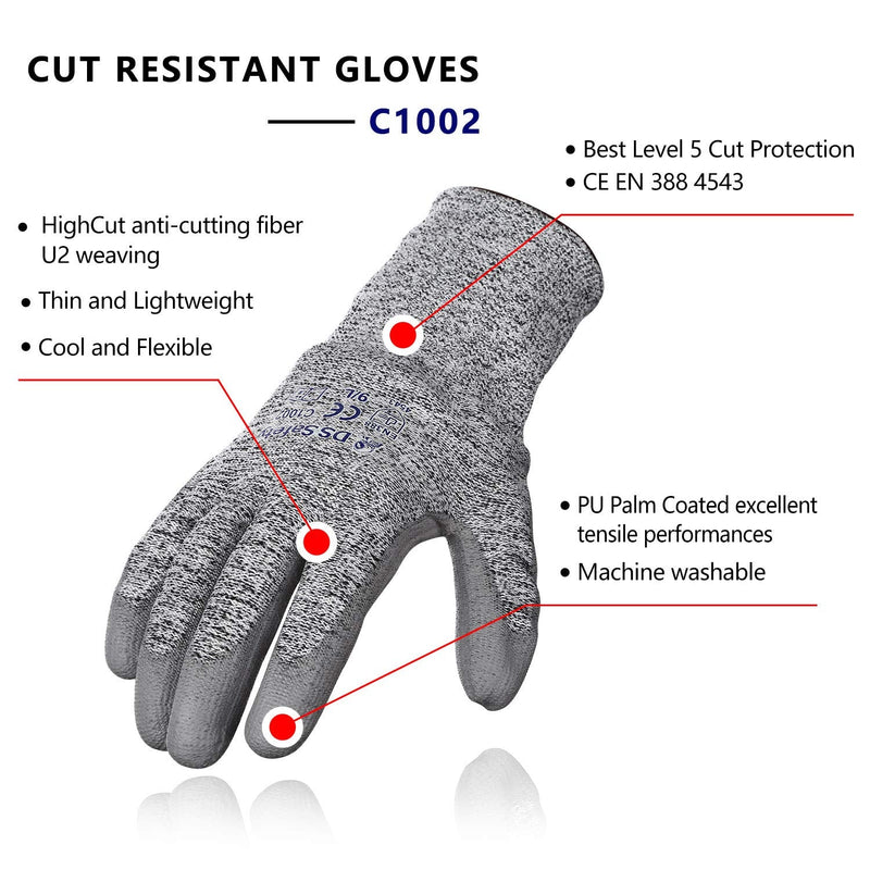 Cut Resistant Gloves with Extreme Lightweight & Thin Level 5 Wire Metal Gloves for Refined Work 12 Pairs Large (Pack of 24) Pu Coating