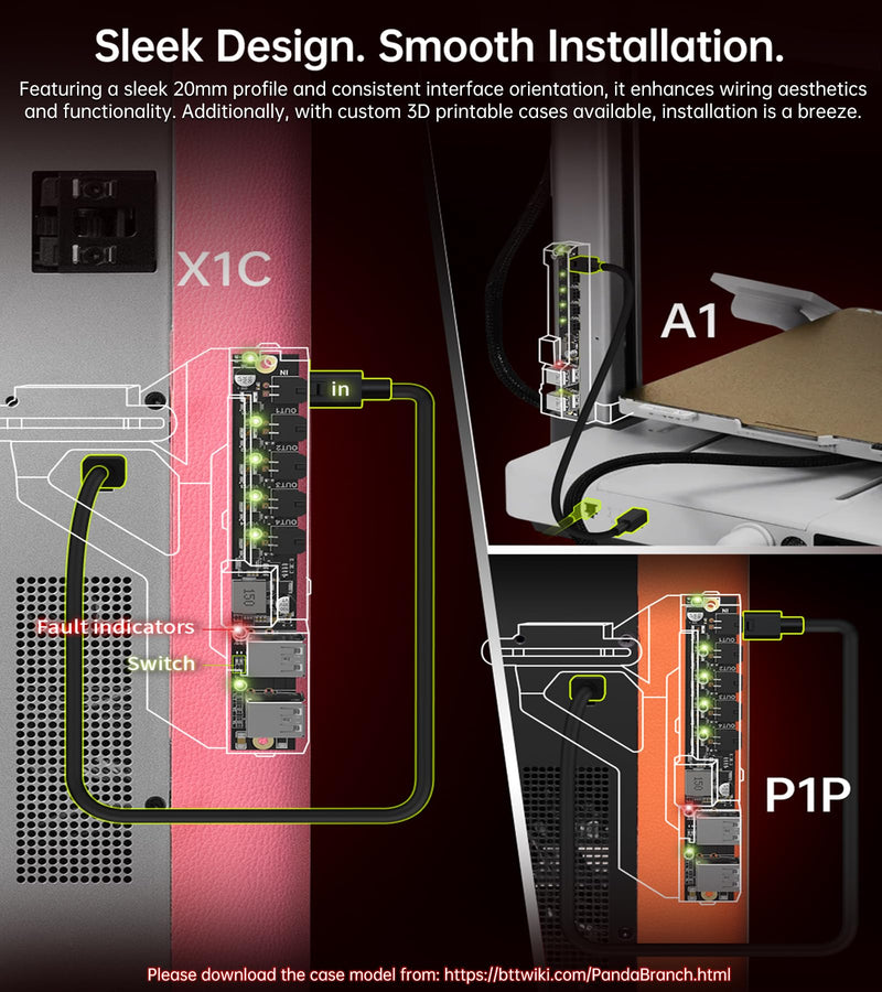 BIGTREETECH Panda Knomi + Panda Branch Kit Support Power Expansion for Bambu-Lab P1P P1S X1C X1E A1 A1 Mini 3D Printers For Bambu-Lab P1/X1/A1