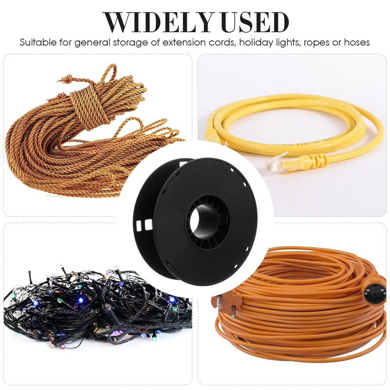 Extension Cord Storage Reel, Plastic Wire Spool Black Small Wire Reel, Small Cable Spool Cord Reel for Camping Caravan Or Motorhome