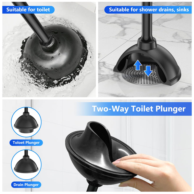 Toilet Plunger with Holder, Plunger with Unique Holder, Plungers for Bathroom with Holder, Toilet Plunger Heavy Duty (1, Black) 1 - NewNest Australia