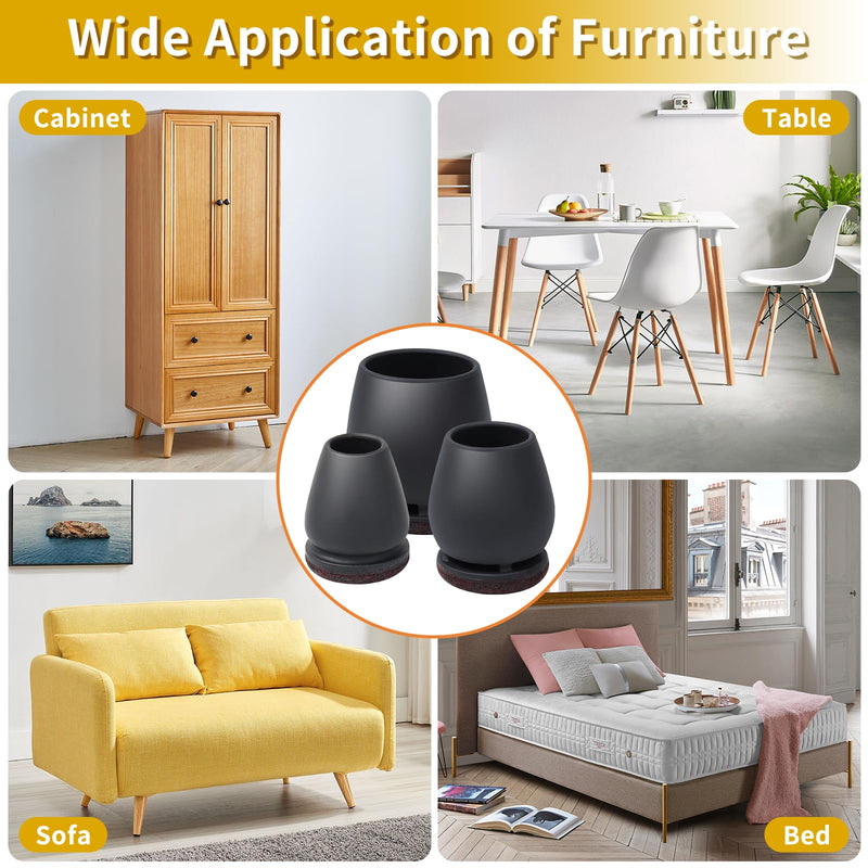 Ezprotekt 24 Pcs Black Chair Leg Floor Protectors for Hardwood Floors, Felt Furniture Pads Caps Covers, Bar Stool Floor Protectors Cups for Dining Table Desk Chair (Fit 0.83 "- 1.02", 21-26mm) Round Medium
