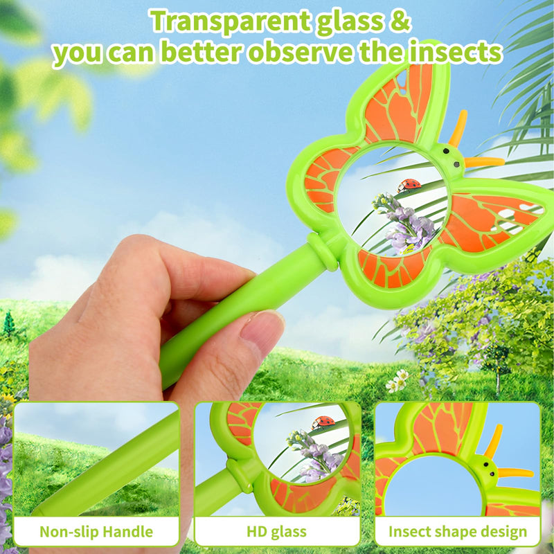 9 Pcs Insect-Shaped Handheld Magnifying Glasses - Butterfly/Bee/Ladybug Bug Magnifiers for Teens, Outdoor Exploration Tools for Adolescents, Ideal Educational Learning Gifts