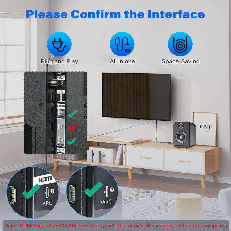 Unidirectional 192KHz HDMI ARC/eARC to Optical Toslink SPDIF Audio Extractor Splitter Converter Cable 6 Ft, USB Powered Digital Adapter for HDTV to Soundbar Home Theater Amplifier Old Speaker 6FT