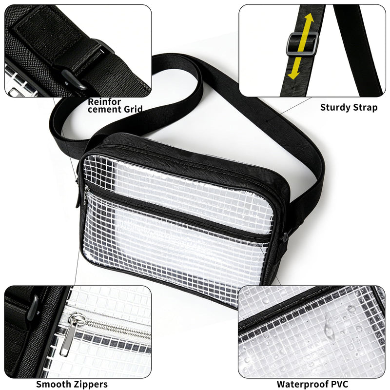 Anti-Static Cleanroom Engineer Bag（Fabric Shoulder Straps）- 15.7 Inch Transparent PVC Tool Bag for Work Travel and Daily Use Black 1