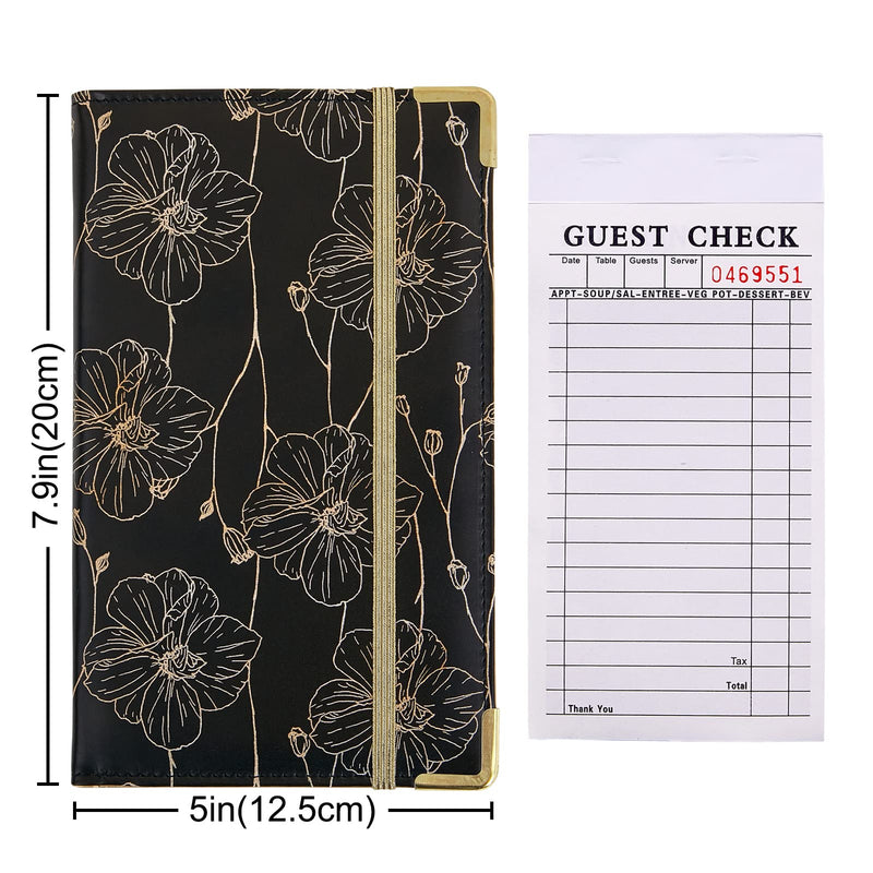 Server Books for Waitress Cute Waitress Book with Money Pocket Leather Server Book with Zipper Wallet Black Serving Book Organizer Fit Server Apron