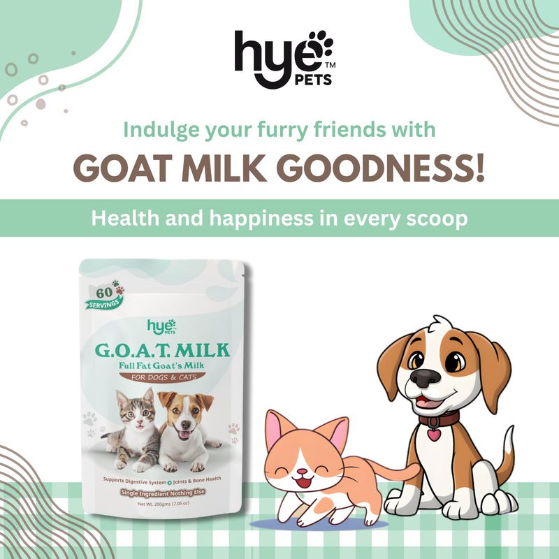 HYE Pets Full Fat Goat Milk Powder for Dogs and Cats 200g 7.05 oz Dog Food Topper Meal Mixer