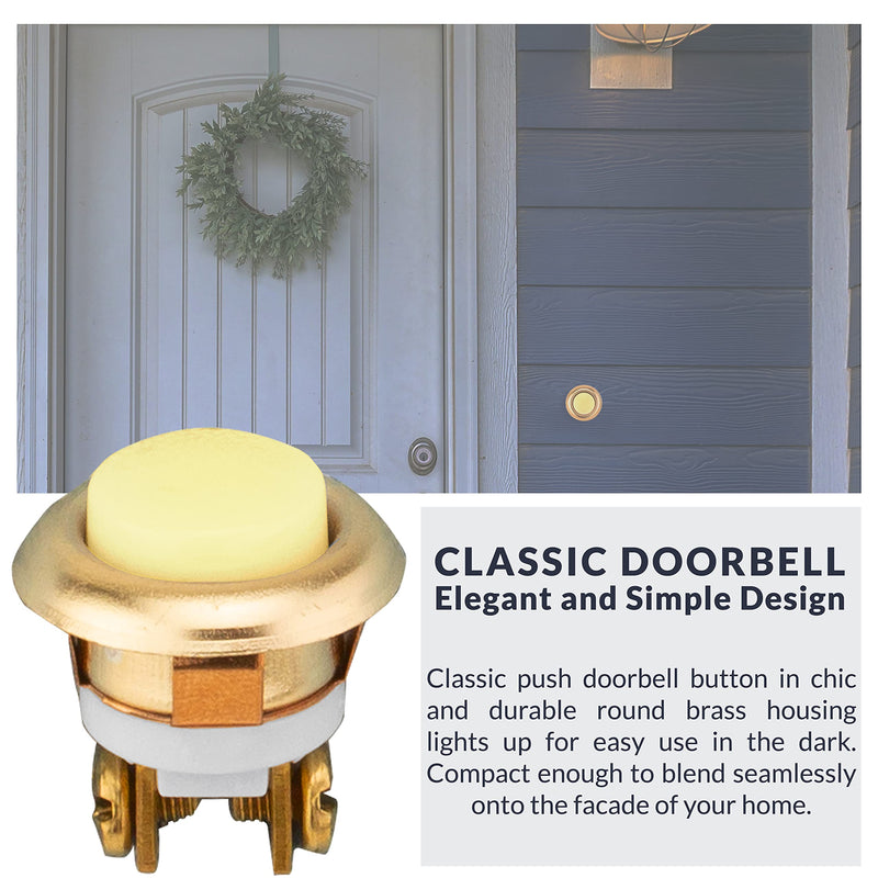 Newhouse Hardware FMBL Lighted Doorbell Button, 1-Pack, Brass Brass (Lighted)
