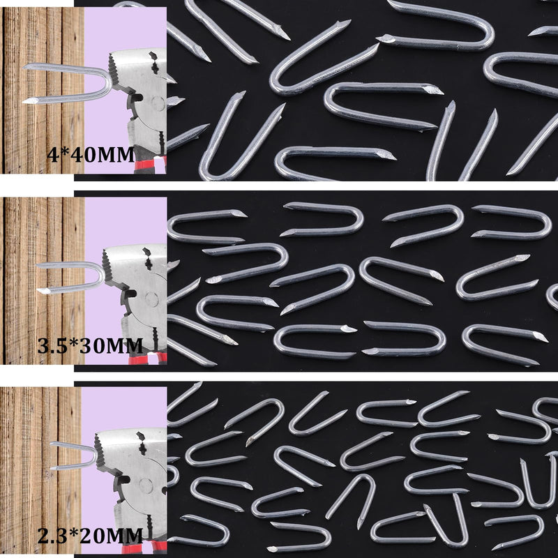 Swpeet 200Pcs 3/4" - 0.09"×0.79" Steel Wire Staples, Concrete Metal Wire Twisting Fence, Fence Staple Nails, U Shaped Nails for Fencing, Wire Mesh and Woven Fencing 20mm