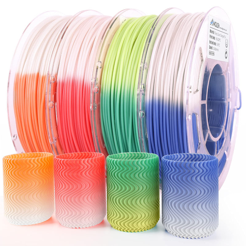 AMOLEN 3D Printer Filament Bundle, PLA Filament 1.75mm, Color Change with Temperature Filament & Transparent Multicolor, 3D Printing Filament 200gX 4 Spools