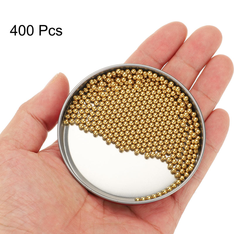 uxcell 400 Pcs Precision Solid Brass Bearing Balls 3mm Industrial Brass Ball Spheres for Machinery, Automotive, and DIY (H62 Brass)