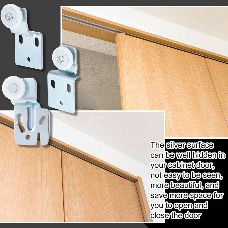 Blulu 12 Pcs Sliding Closet Door Roller Kit Wardrobe Door Rollers Replacement for Top Hung Bypass, 3/4" Wheel with 1/2" and 3/8" Offset, 7/8" Wheel with 1/2" Offset
