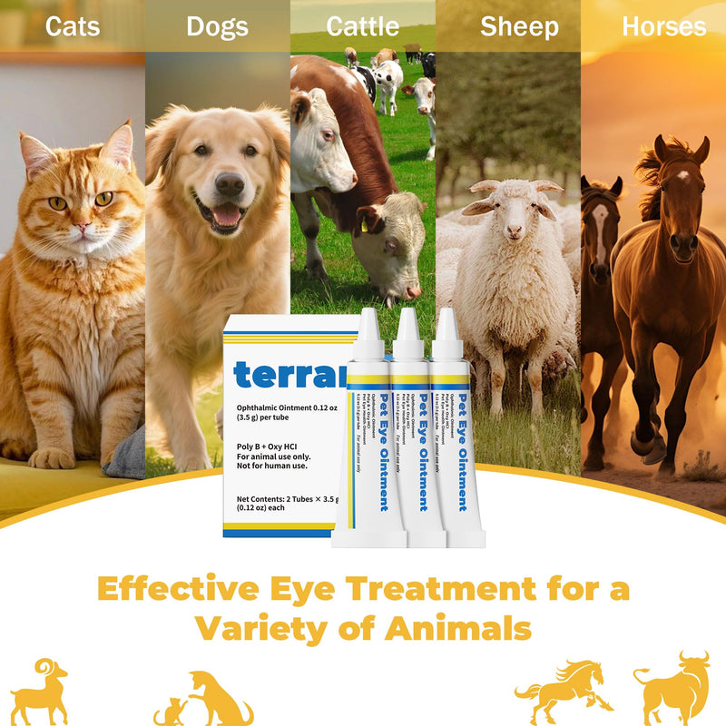 Pet Eye Health for Dogs, Cats, Cattle, Sheep, Horses, Birds, Puppies and Kittens - 3 x 3.5 g Tubes