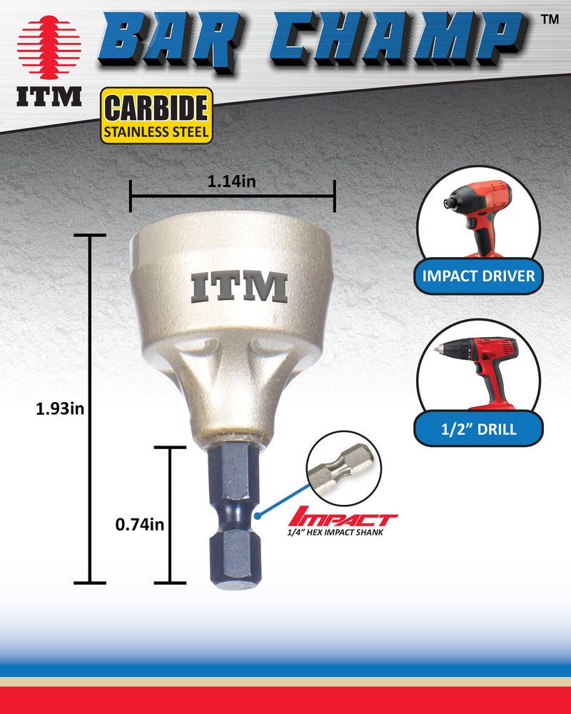 ITM Bar Champ BAR-01C - Small Premium Deburring Tool and External Chamfer Tool - Carbide Bades for 1/8" to 3/4" material