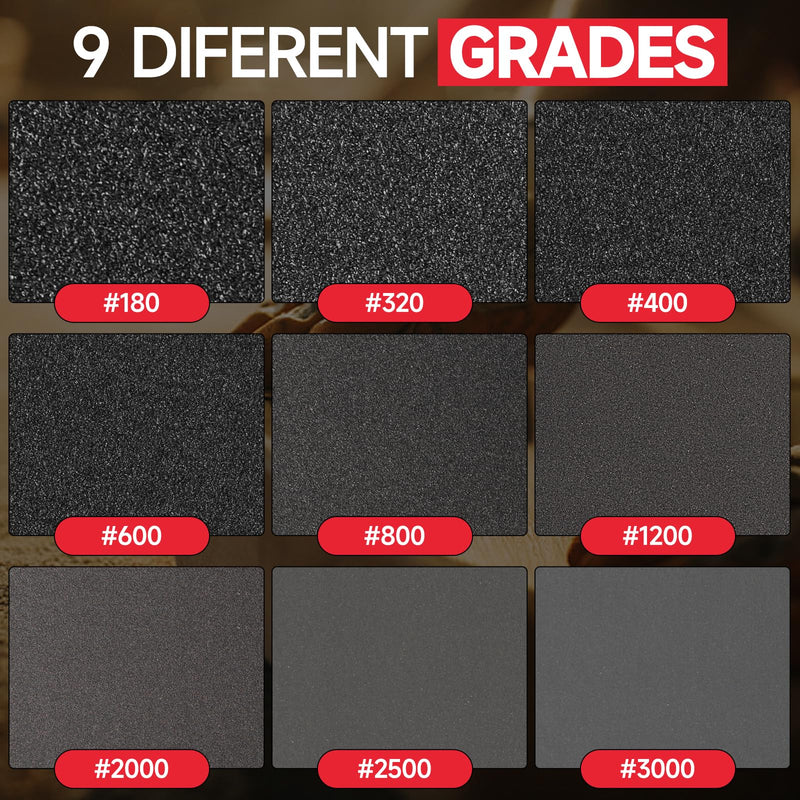 20 Pcs 3 x 4 Inch 180-3000 Grit Sanding Sponge Set, Ultra Fine Sanding Sponges Pads, Soft Foam Hand Sander Block Wet Dry Sandpaper for Model Drywall Metal Wood Furniture Polishing Mix Grit