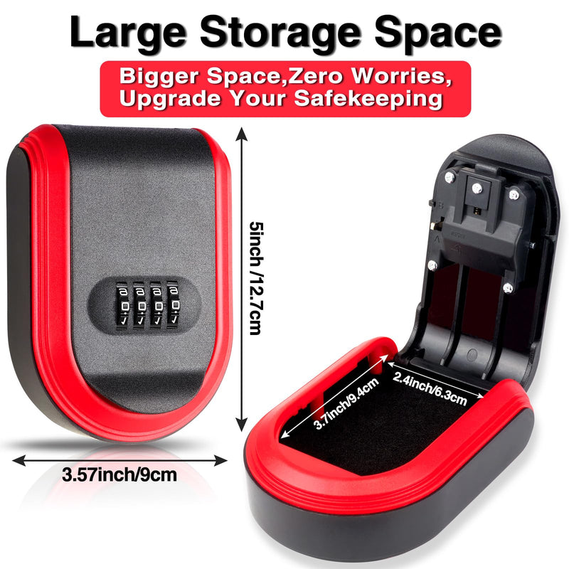 Magnetic Key Box for Under Car, Lockbox for Keys with Combination Lock, Signal Shield Bag and 5 Strong Magnets, Hide a Key Outside for Vehicle, Home or Office Use (1, RED) 1