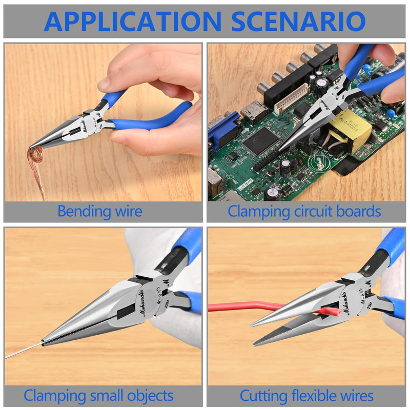 Needle Nose Pliers Set, mshandto 5" Long Nose Pliers for Wire Bending, 6 Pack High Carbon Steel Needle Nose Pliers, Serrated Jaw Pliers for Jewelry Making, Electronics, Object Grasping, Craft Making 5"-6Pack