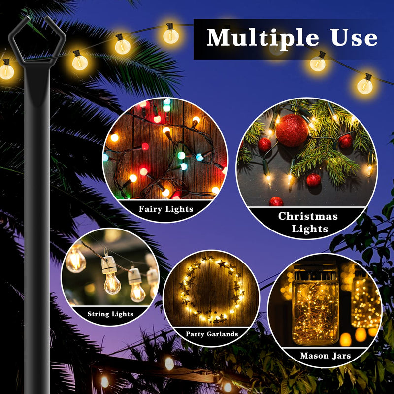 Aulimhti 10Ft Metal Poles with Fork for Outdoor String Lights,2 Pack Light Stand for Outside Garden,Patio,Wedding,Backyard,Deck,Party