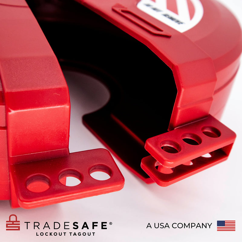 TRADESAFE Gate Valve Lockout - Lockout Tagout Valve for 5 inch to 6-1/2 inch Diameter Handles, OSHA Compliant Gas Lock, Impact Resistant Propane Tank Lock 5" - 6-½" Red