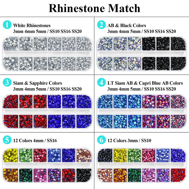 Briskbloom Hotfix Rhinestones Applicator Kit with 11000PCS Hot Fix Crystals 3mm 4mm 5mm, Bedazzler Kit with Rhinestones 10SS 16SS 20SS for Blinging Clothes Fabric, 3 Gems Sizs, Multi-Colors 11000PCS-Colorful Set 3