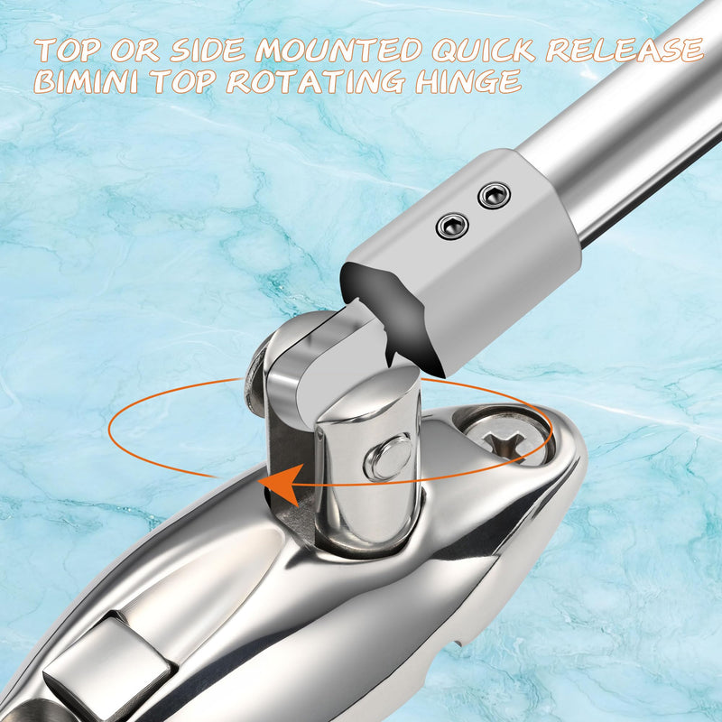 Marine Grade 316 Stainless Steel Bimini Top Swivel Hinge 4 Pack | Boat Canopy Swivel Bracket with Quick Release Pin for Deck Side/Top Mount, Corrosion-Resistant Marine Hardware