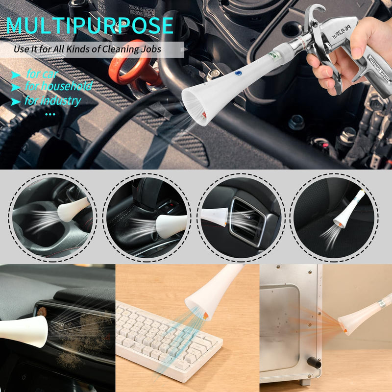 Air Blow Gun with Brass Adjustable Air Flow Nozzle,Cleaning Gun Quickly Blasts Dirt and Dust from Surface Works with Air Compressor Silver