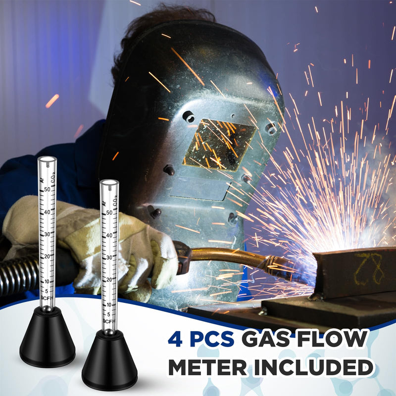 4 Pcs Gas Flow Meter Tester Argon Flow Meter Argon CO2 Flowmeter for Mig Tig Welder Welding Accessories