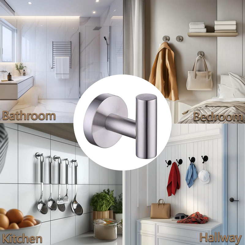 SEIDO Towel Hooks for Bathrooms, Brushed Nickel Towel Hook Wall Mounted, SUS 304 Stainless Steel Bathroom Towel Hook for Bathroom/Kitchen/Garage, 2pc 2 Pack