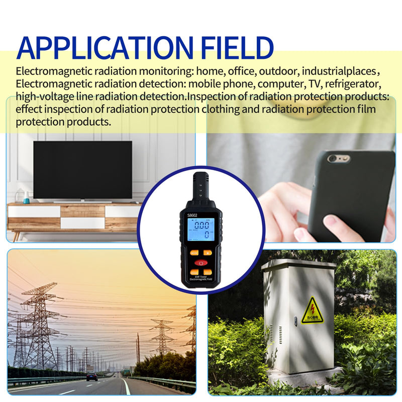EMF Meter,3 in 1 Digital Electromagnetic Field Radiation Detector,S8602 EMF Detector,EMF Reader Tester,EMF Inspection,Ghost Hunting Equipment Kit for Home Office Outdoor